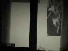 I spy my neighbors dark haired wife in black lingerie