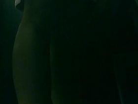 Girl in the dark dressing room gets spied nude and in towel