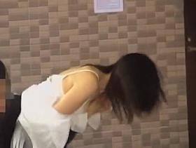 Sharking of a sexy Japanese chick in a white shirt