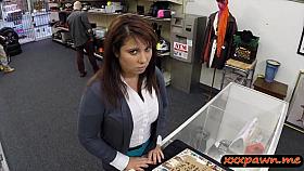 Busty milf pawns her pussy and pounded for her hubbys bail