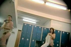 Locker room women pay no attention on spy cam shooting them