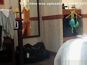 Husband films wife in bathroom