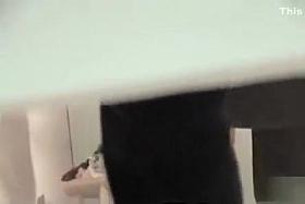 Babe tries on lots of lingerie in the fitting cabin