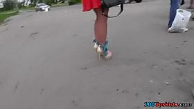 Breathtaking brunette hair upskirt beauty