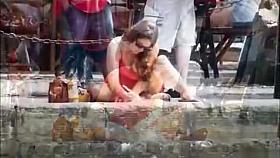 Hypnotic brunette reads the book in sunlight