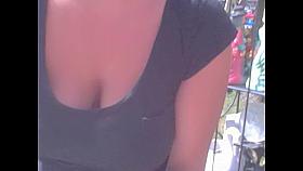 Girl with low d.collet. is exposing her erotic downblouse