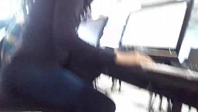 Beautiful girl studing and showing ass crack