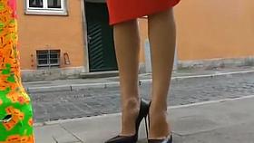 Walking n teasiing in high heels