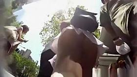 Nice ass in short white skirt