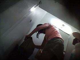 Two amateurs flash nudity on the hot dressing room vid