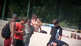 Hot images from a nude beach voyeur with naked skinny chicks