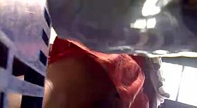 The red skirt in the shop.