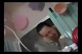 Girl spied showering and having the real fun