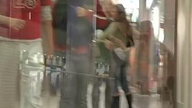 Hot chick wiggles her ass in tight jeans for the spy cam