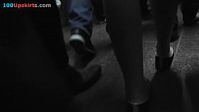 Naked legs taken on the crowd upskirt