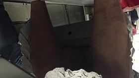 Blond mature upskirt in metro with face