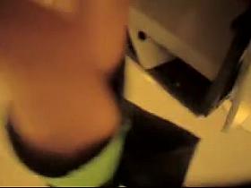 Exclusive green skirt ups with the hot ass cleft seen