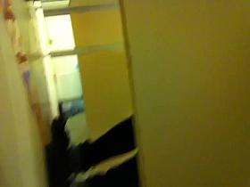 Sexy babe got her yellow panty spied on toilet pissing video