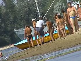 Naked hot babes at the marina beach