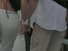 Gorgeous round ass in semi-transparent pants