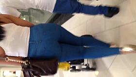 Fat booty Milf in tight blue jeans