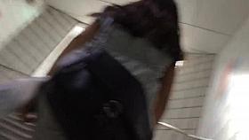 Upskirt Stairs: Hot Asian With Massive Boobs