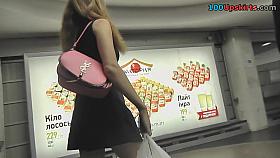 Awesome upskirt oops with chick who hides panty pad