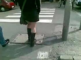 Teen with NYLONS in Boots at 30 degrees
