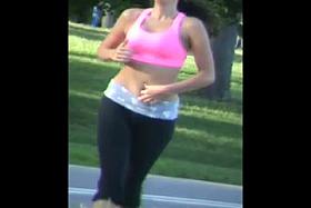 Sexy Brunette Jogging Spandex Ass