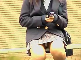 Asian schoolgirls lying on the bed uncovering panty upskirts GTN-001