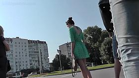 Hot red panties look awesome in upskirt voyeur video