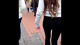 Ass voyeur 22 - Redhead with cute ass in leggings