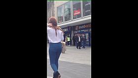 Big Booty Ginger Girl Walking