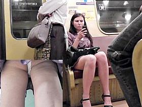 Making spy upskirt movie scenes in subway