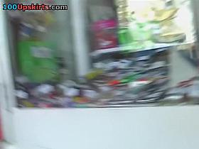 Blond shawty upskirts hose