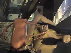 Long hair woman in dress has her ass upskirted