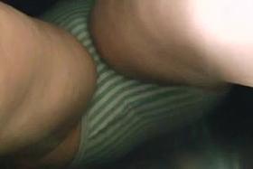 At work green & white panties 1