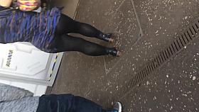 See through leggings nice big ass British slut