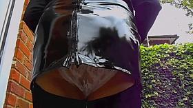 Pvc Latex Minidress And Seamed Nylon Stockings