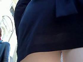 Kinky teen babe in short skirt and boxer shorts