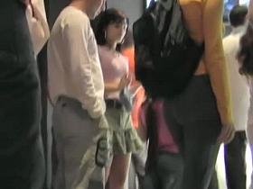 Brunette wife is filmed for an upskirt video