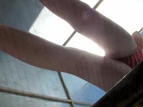 Gorgeous long legs of amateur in changing room