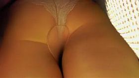 Pantyhose and lace panties upskirt