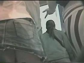 Tiny babe doesn't know that she is on the upskirt video here