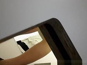 Small tits girl trying bikini top