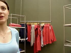 Friendly store clerk's big boobs