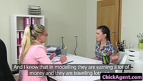 lezbo casting agent gets box licked