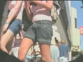 Heavenly juicy asses in an upskirt voyeur spy cam video