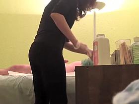 Hidden cam in the waxing saloon