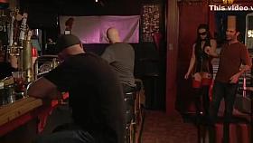 Blindfolded slave walked in public